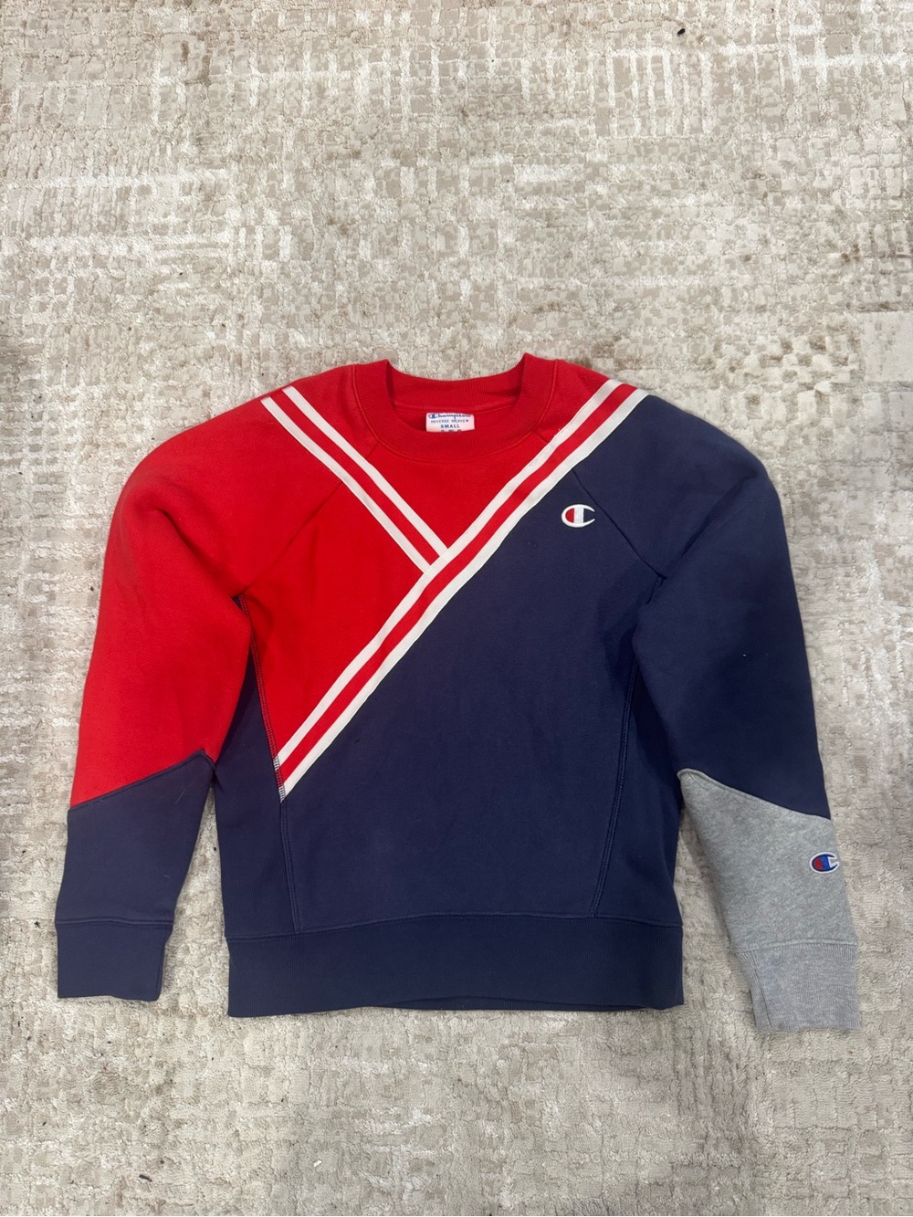 Champion Vintage Colorblock Crewneck Sweatshirt - Red/Navy/Gray